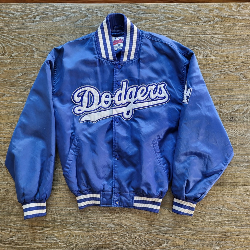 Vintage Starter Los Angeles Dodgers Satin Varsity Jacket Blue MLB Mens Medium